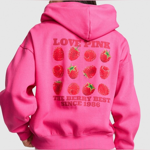 PINK Victoria's Secret Tops - PINK Victoria's Secret Hoodie with Pink Graphic XXL NWT ~ Pink Twirl